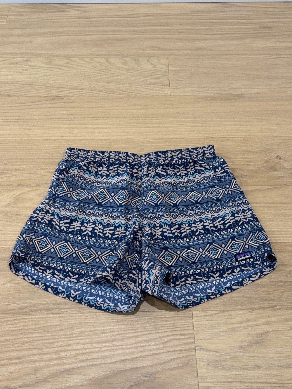 Patagonia Blue Patterned Elastic-Waist Bermuda Shorts